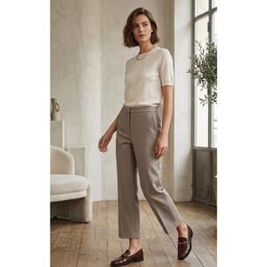 Loulou Studio Sofe Cropped Trouser in Khaki FR 34 US 2